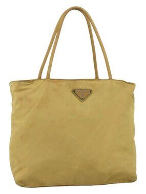 PRADA Hand Bag Nylon Yellow Silver Auth 174791